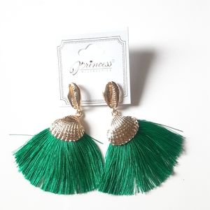 Princess Accessories Beachy Green Tassel Earrings